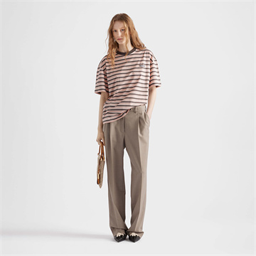 prada striped logo patch crew neck cotton t-shirt